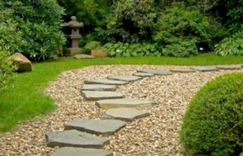 stone path on the lawn, 